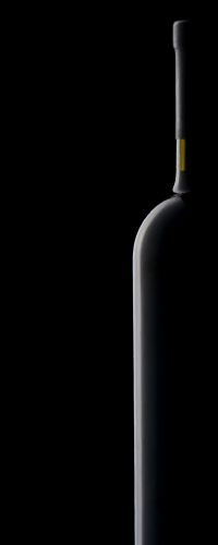 A wine bottle silhouette on black background with smooth reflections